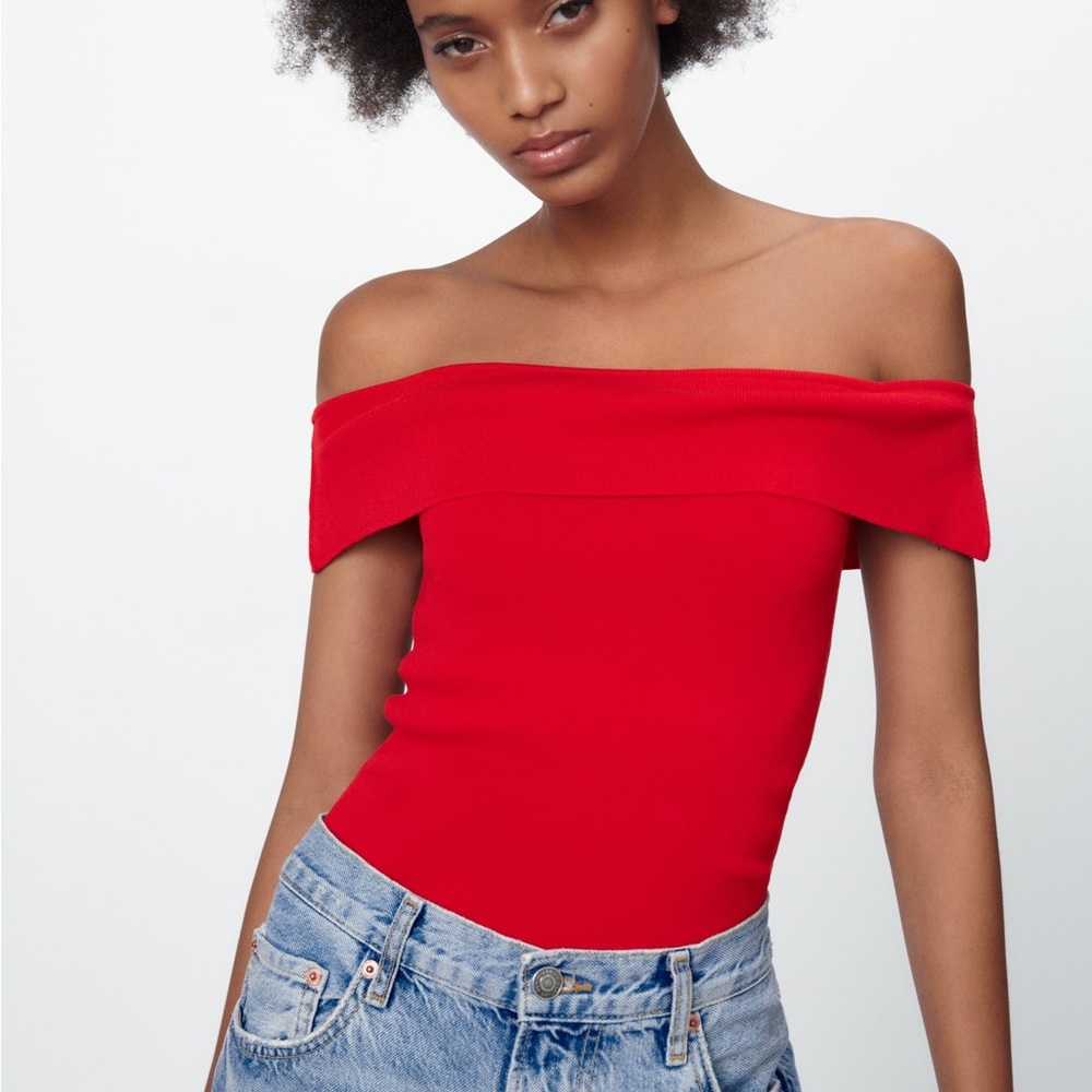 Zara Knit Off-Shoulder Top